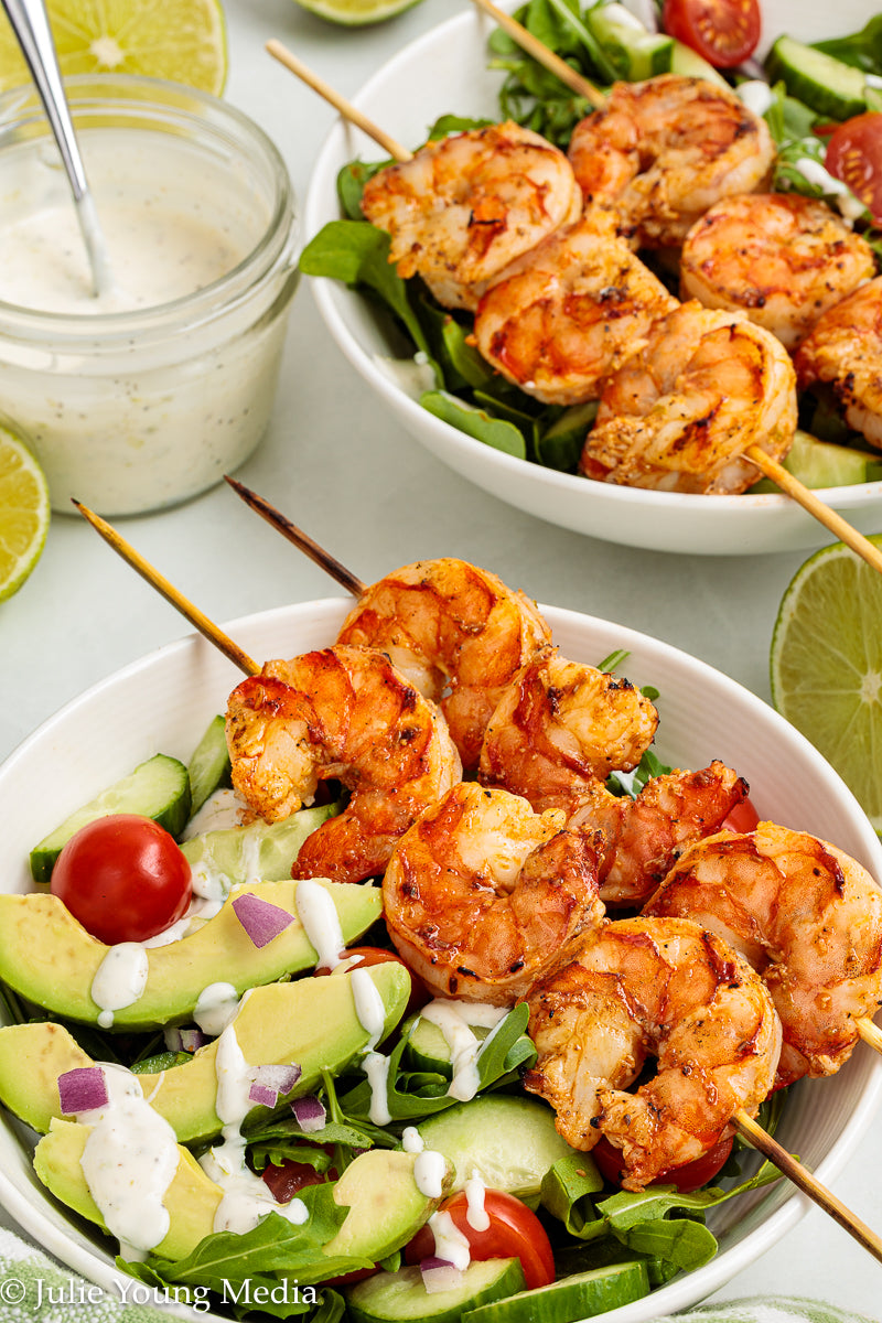 Grilled Shrimp Salad with Creamy Lime and Black Pepper Dressing