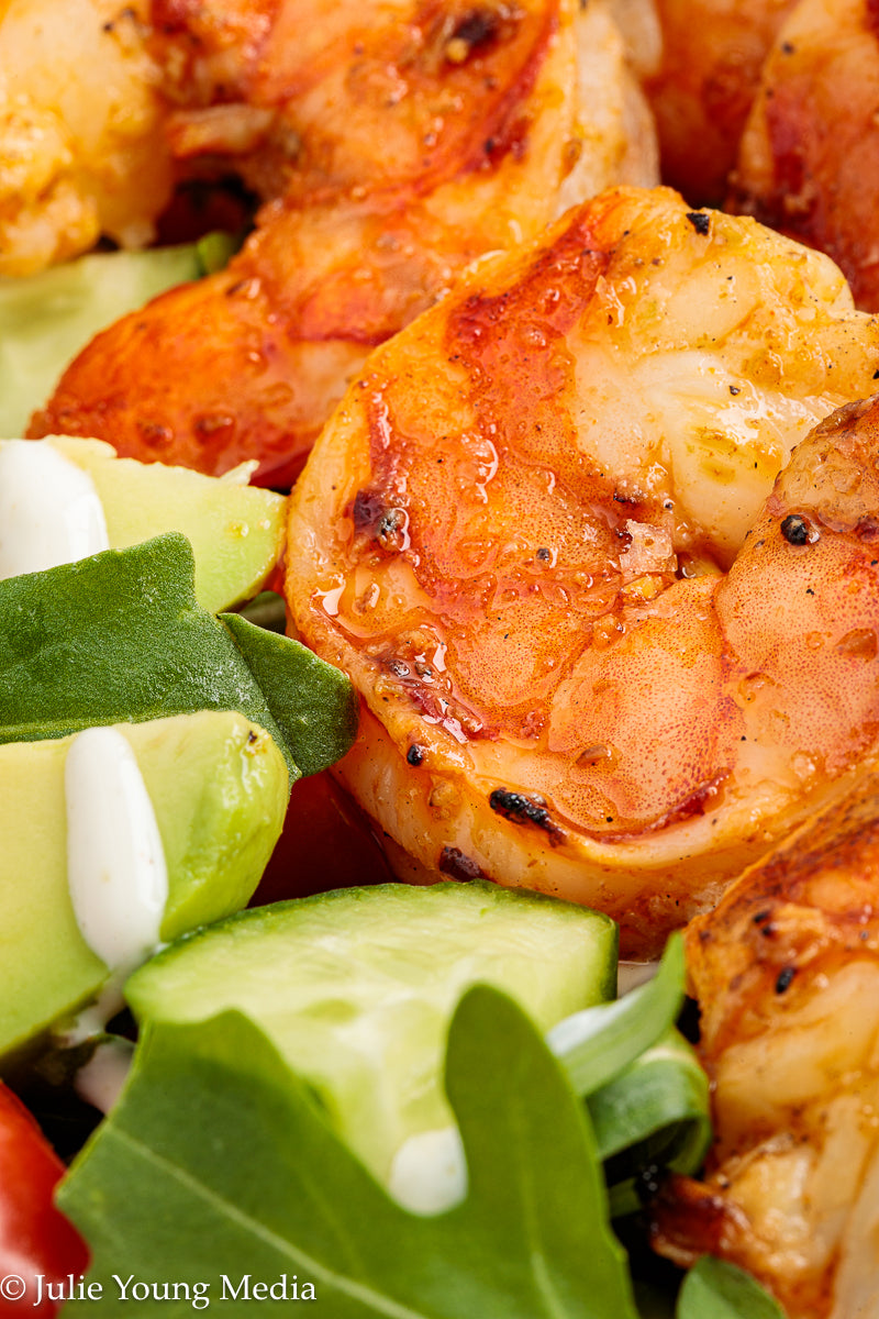 Grilled Shrimp Salad with Creamy Lime and Black Pepper Dressing