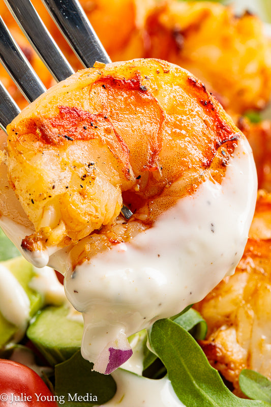 Grilled Shrimp Salad with Creamy Lime and Black Pepper Dressing