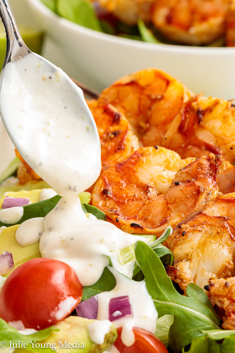 Grilled Shrimp Salad with Creamy Lime and Black Pepper Dressing