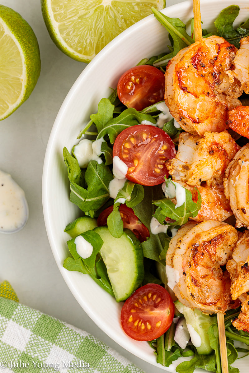 Grilled Shrimp Salad with Creamy Lime and Black Pepper Dressing