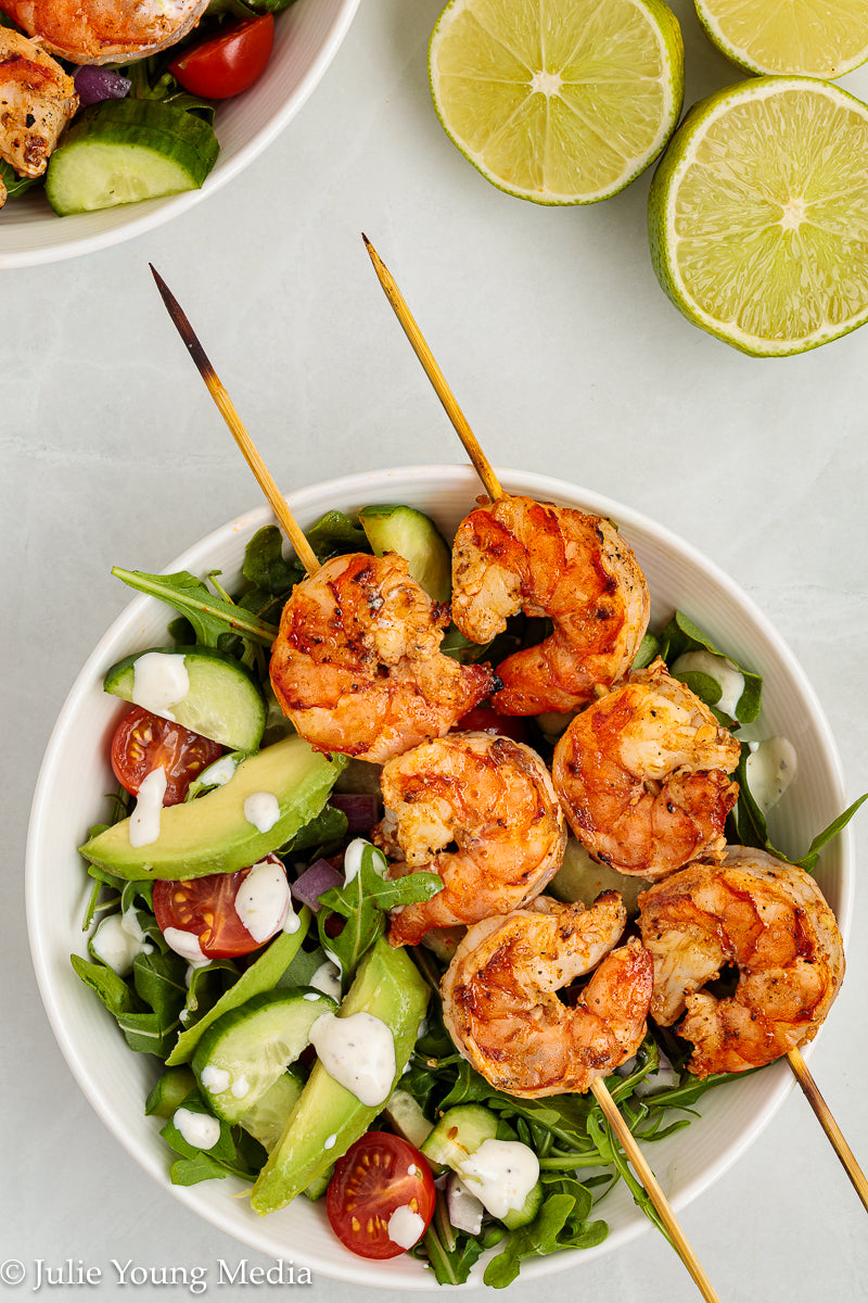 Grilled Shrimp Salad with Creamy Lime and Black Pepper Dressing