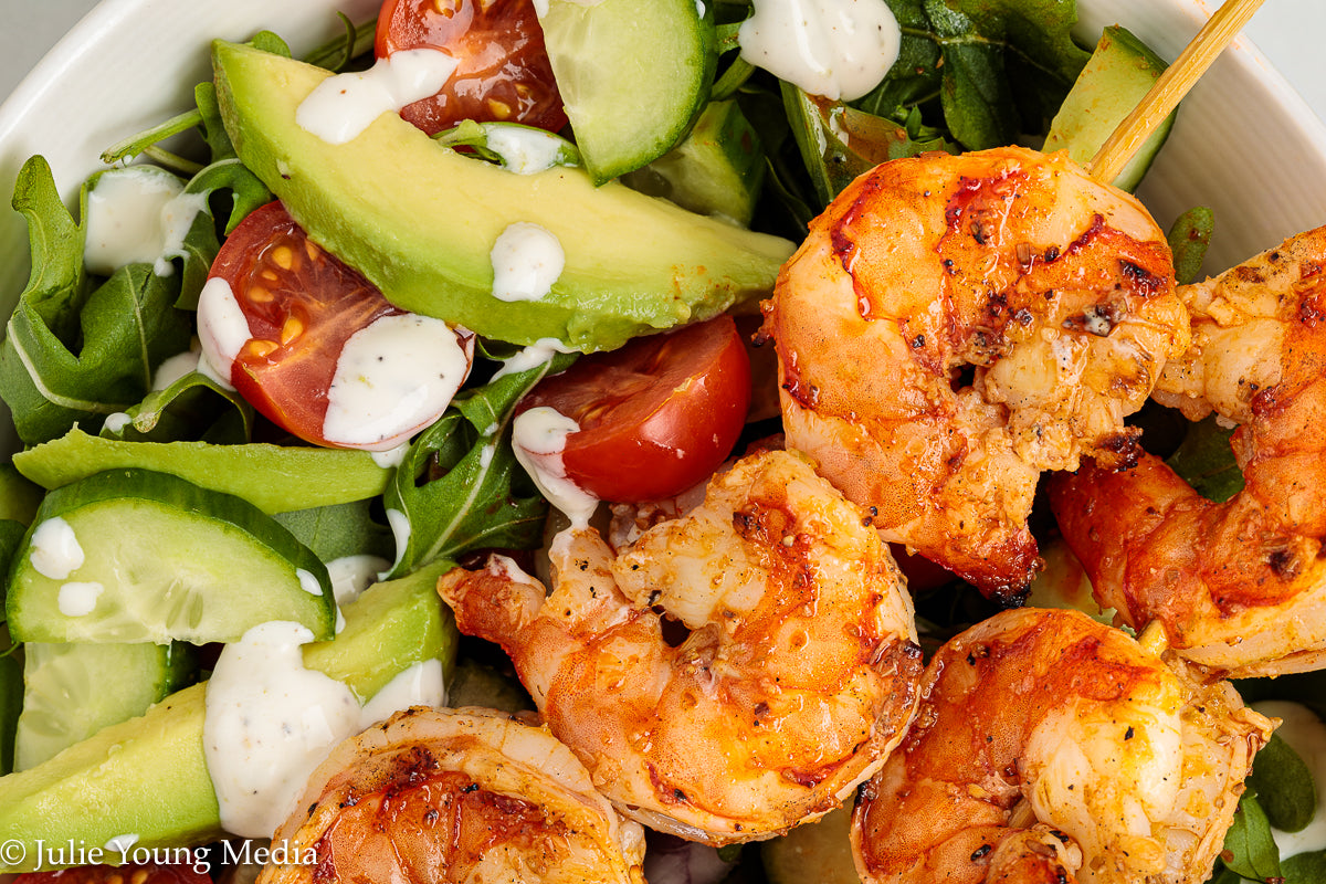 Grilled Shrimp Salad with Creamy Lime and Black Pepper Dressing