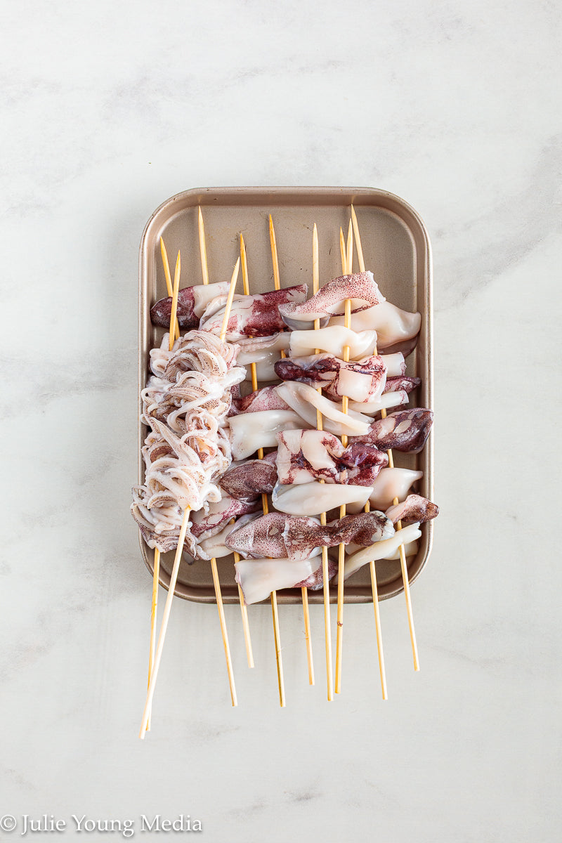 Grilled Squid with Lemon Herb Dressing