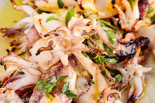 Grilled Squid with Lemon Herb Dressing