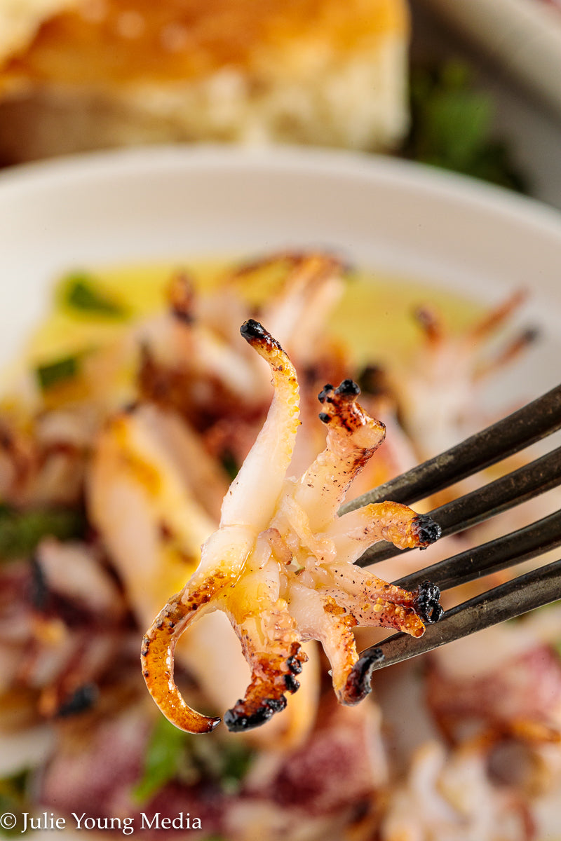 Grilled Squid with Lemon Herb Dressing