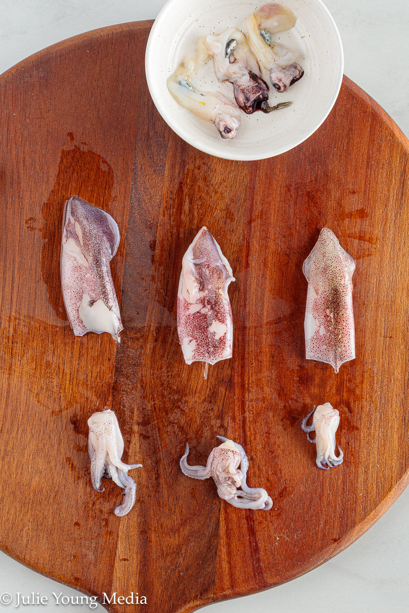 Grilled Squid with Lemon Herb Dressing