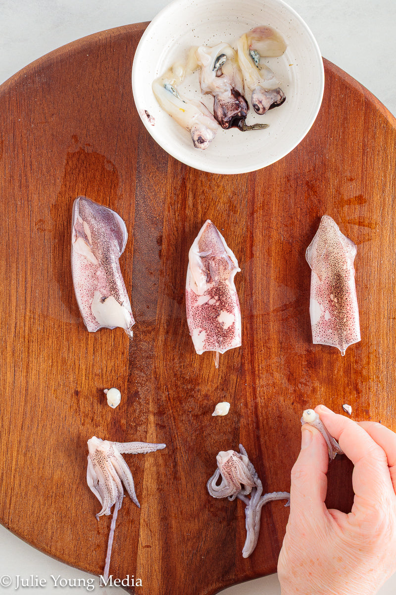 Grilled Squid with Lemon Herb Dressing