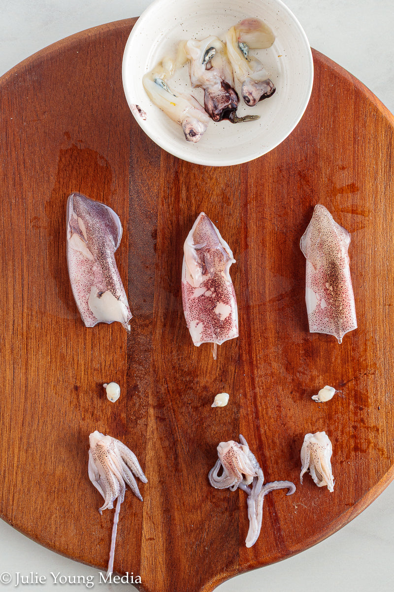 Grilled Squid with Lemon Herb Dressing