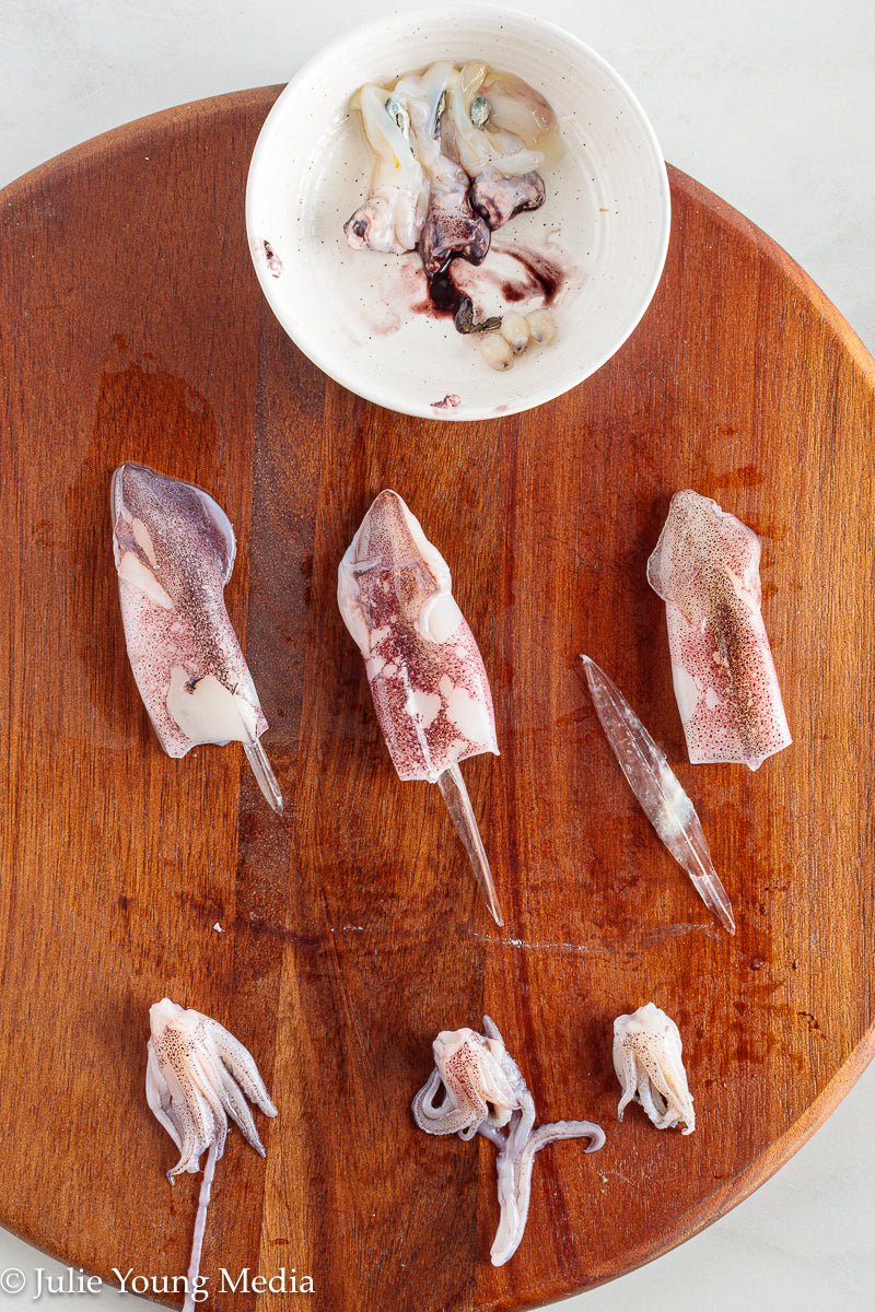 Grilled Squid with Lemon Herb Dressing