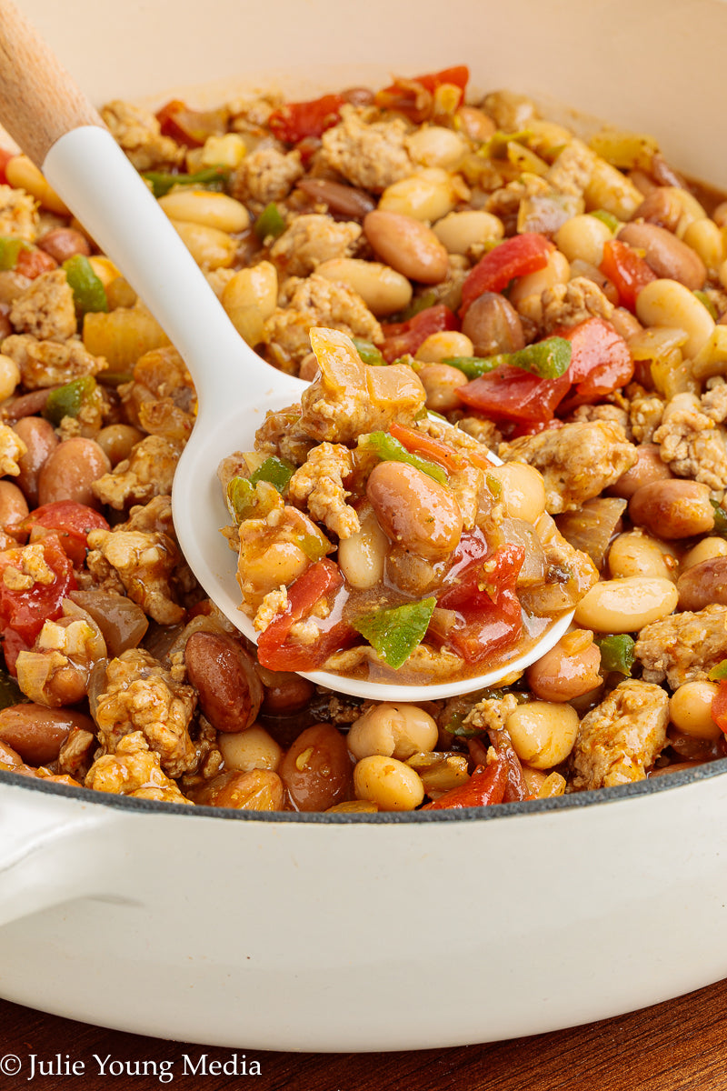 Easy Ground Chicken Chili with Beans