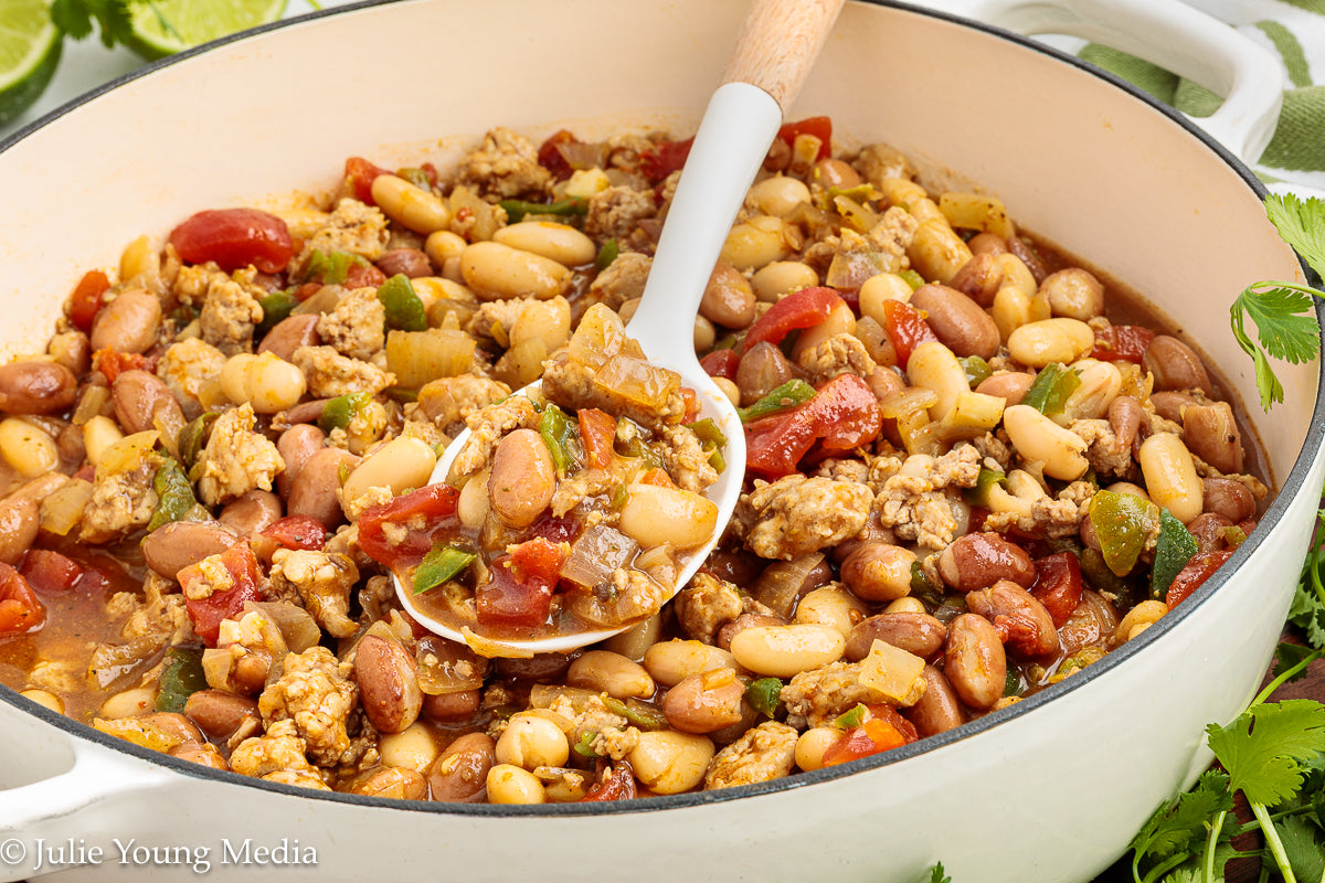 Easy Ground Chicken Chili with Beans