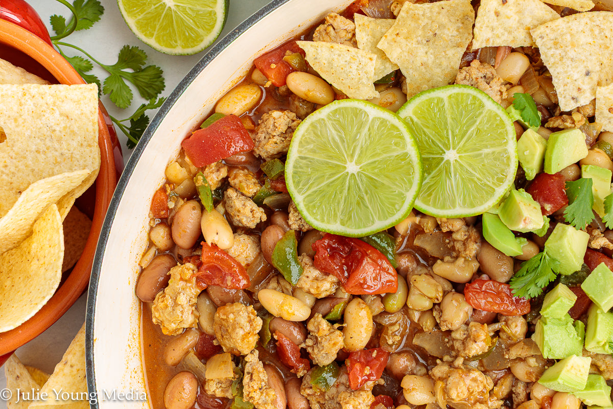 Easy Ground Chicken Chili with Beans