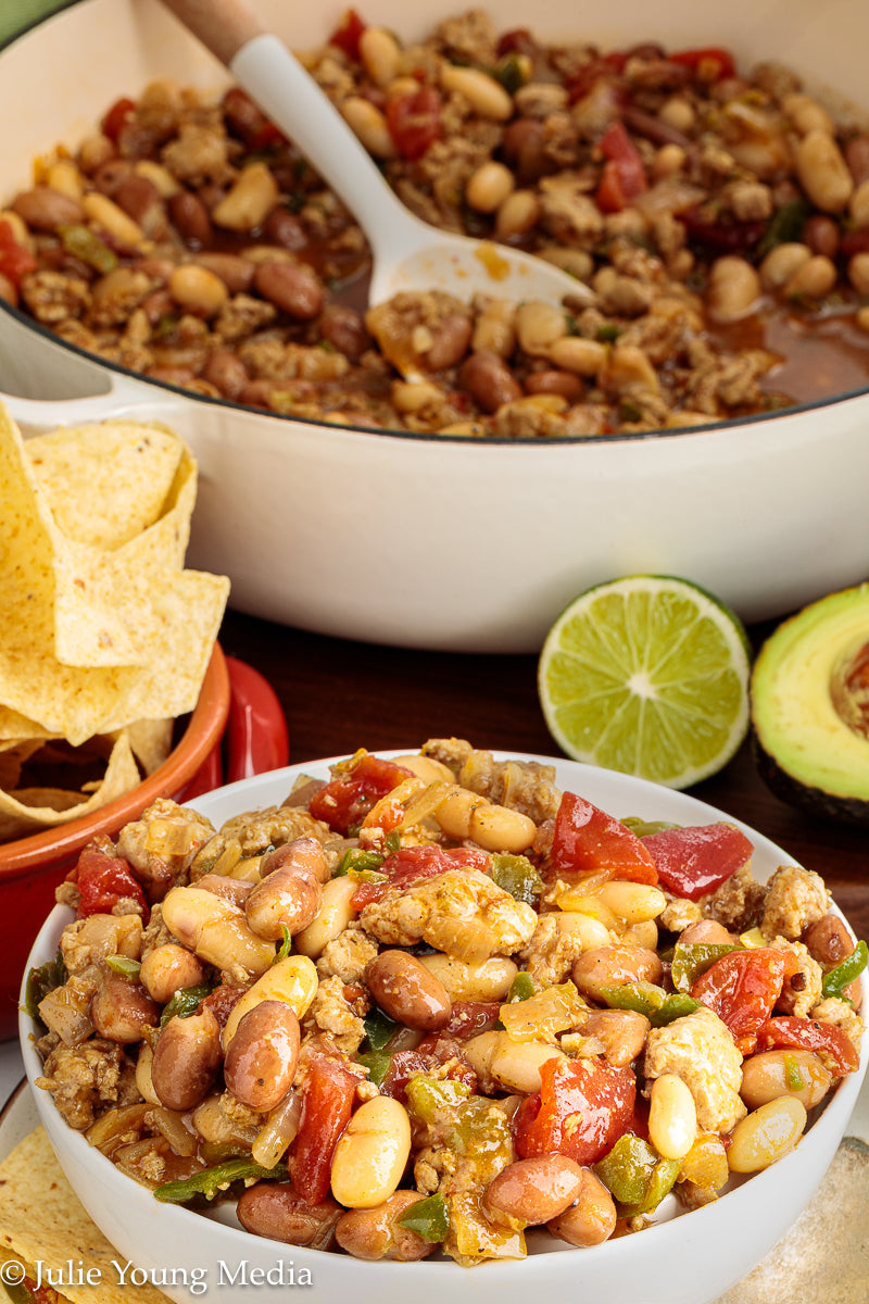 Easy Ground Chicken Chili with Beans