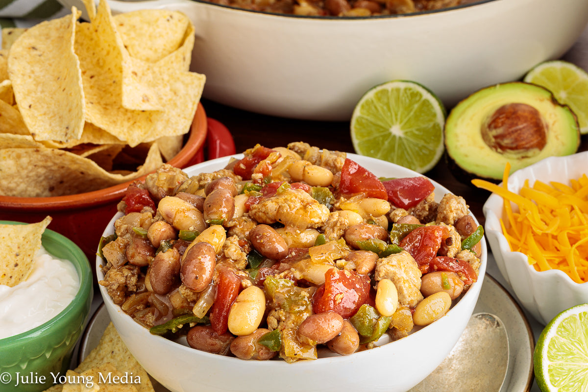 Easy Ground Chicken Chili with Beans