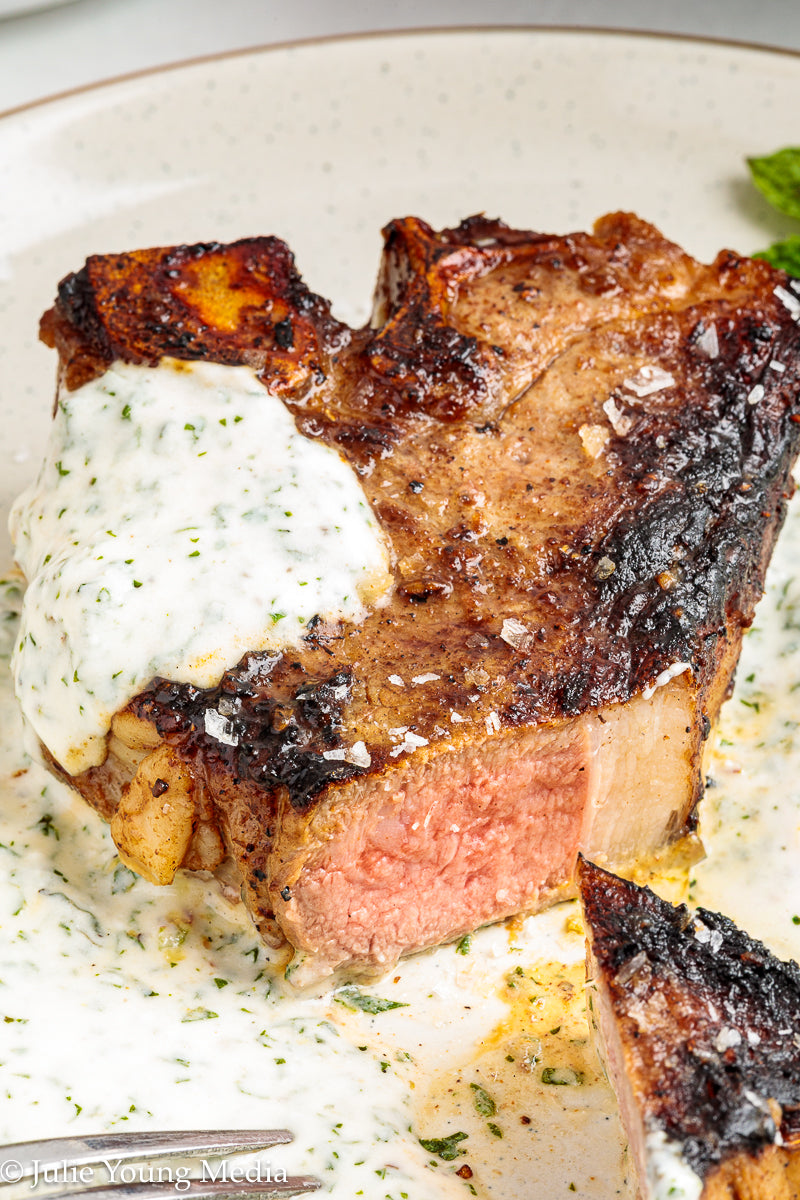 Cumin-Spiced Lamb Loin Chops with Mint Yogurt Drizzle