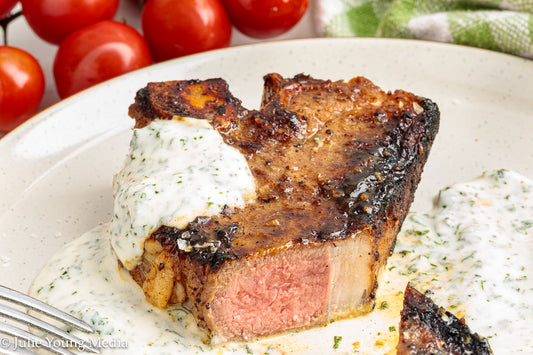 Cumin-Spiced Lamb Loin Chops with Mint Yogurt Drizzle