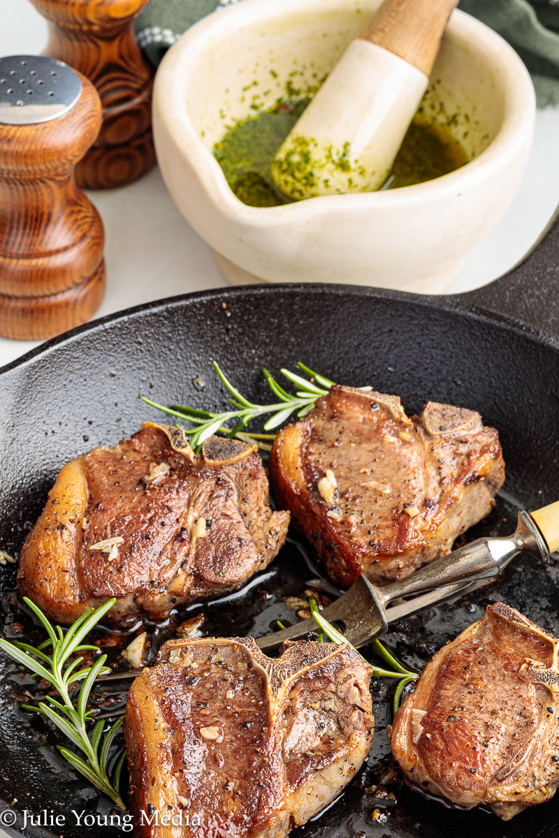 Lamb Loin Chops with Rosemary Garlic Chimichurri