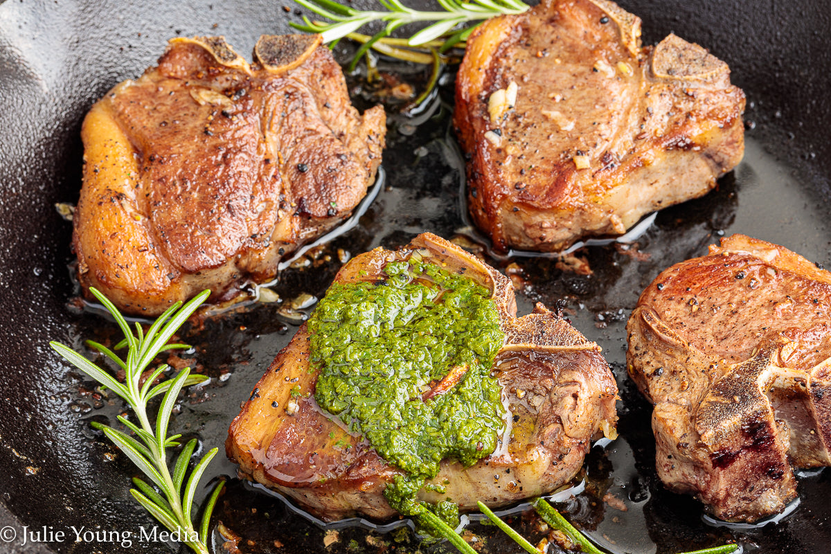 Lamb Loin Chops with Rosemary Garlic Chimichurri