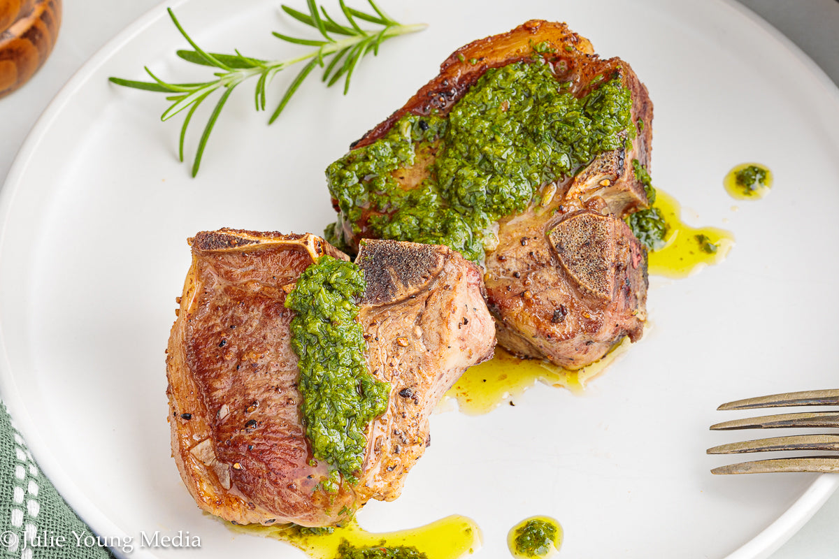 Lamb Loin Chops with Rosemary Garlic Chimichurri