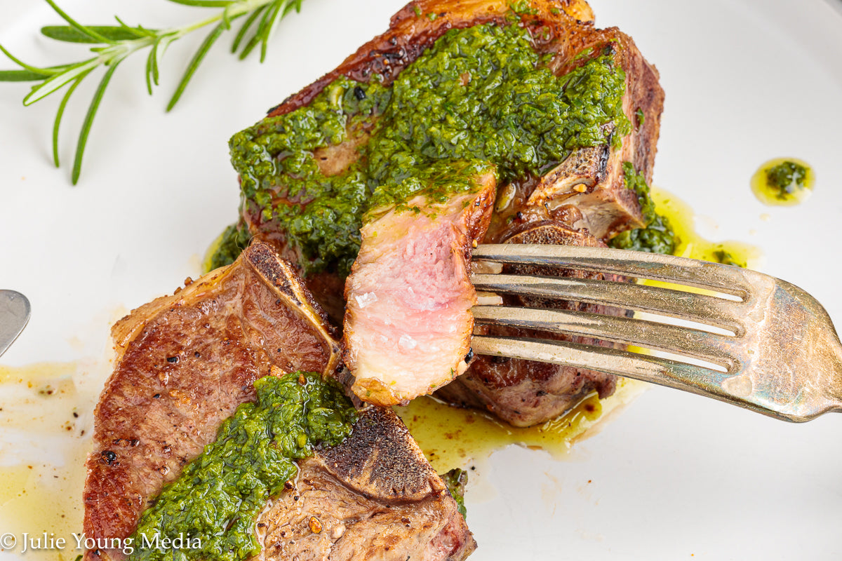 Lamb Loin Chops with Rosemary Garlic Chimichurri