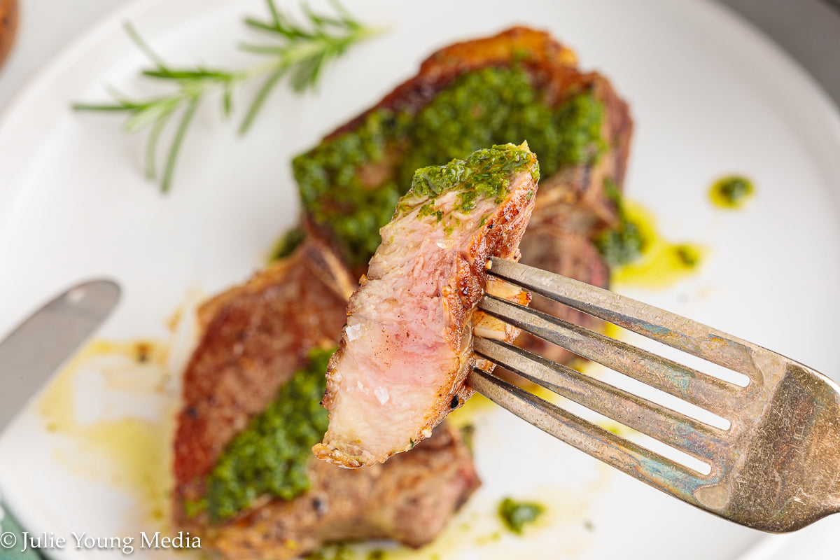 Lamb Loin Chops with Rosemary Garlic Chimichurri