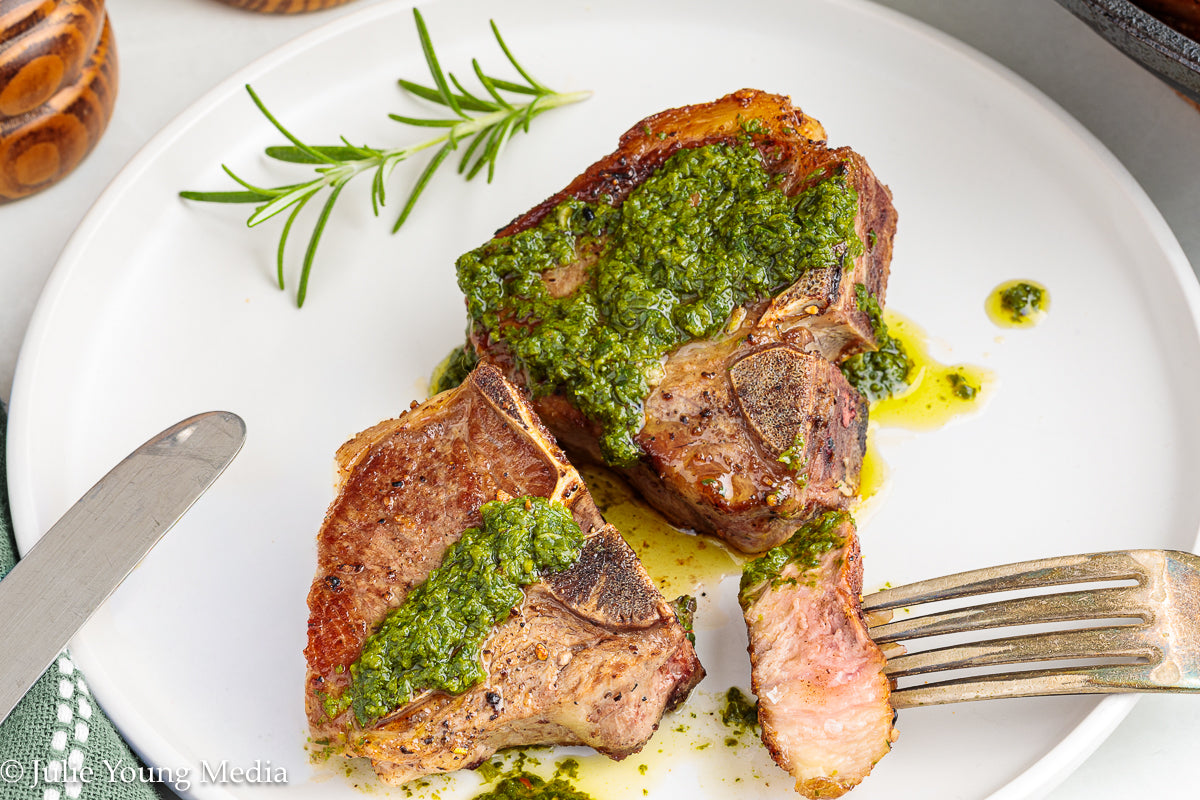 Lamb Loin Chops with Rosemary Garlic Chimichurri