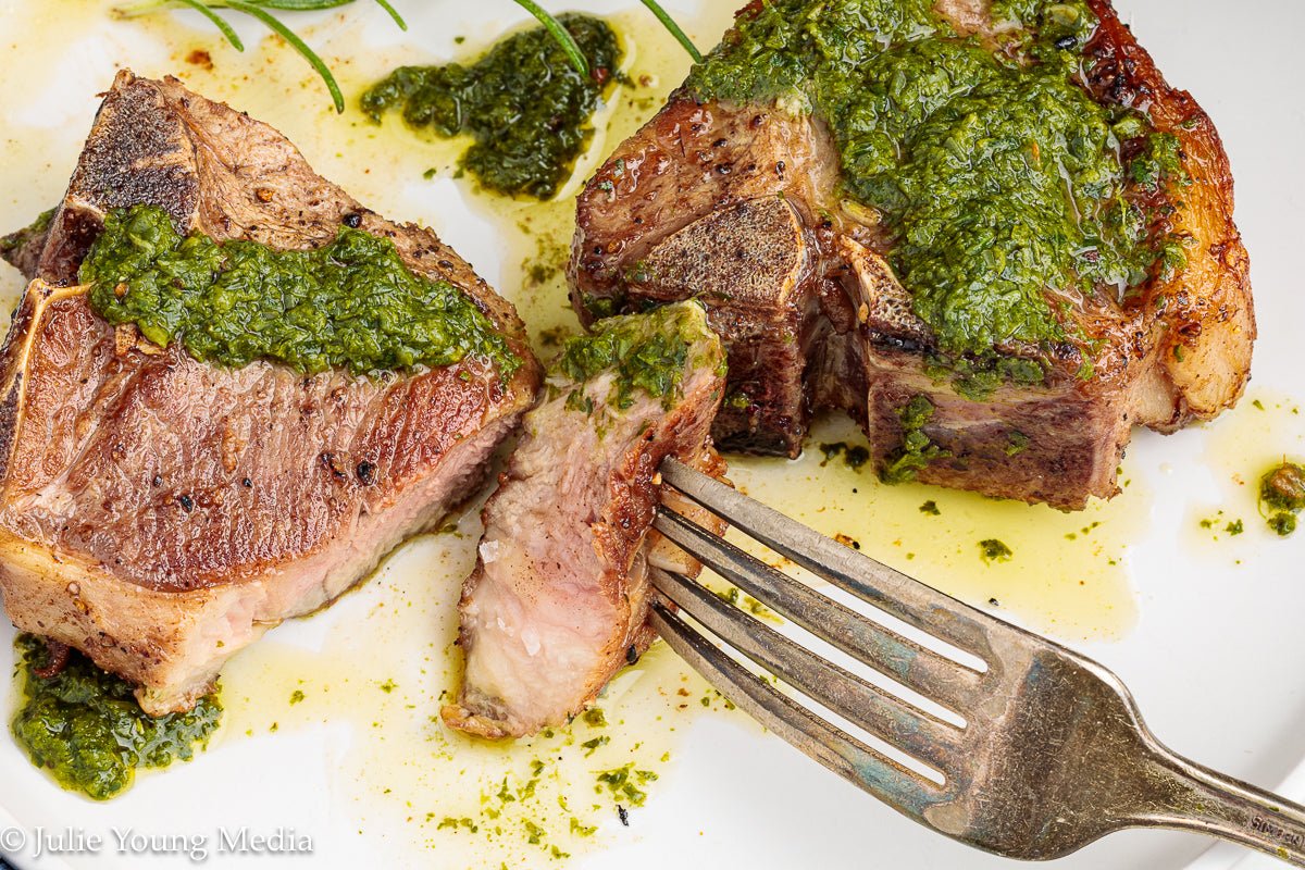 Lamb Loin Chops with Rosemary Garlic Chimichurri