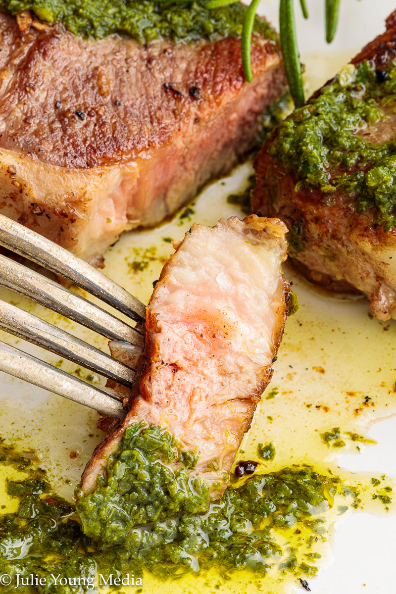 Lamb Loin Chops with Rosemary Garlic Chimichurri