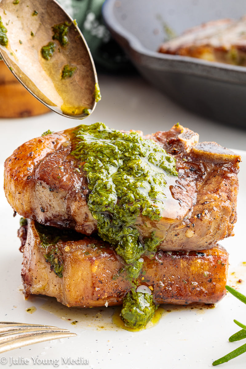Lamb Loin Chops with Rosemary Garlic Chimichurri