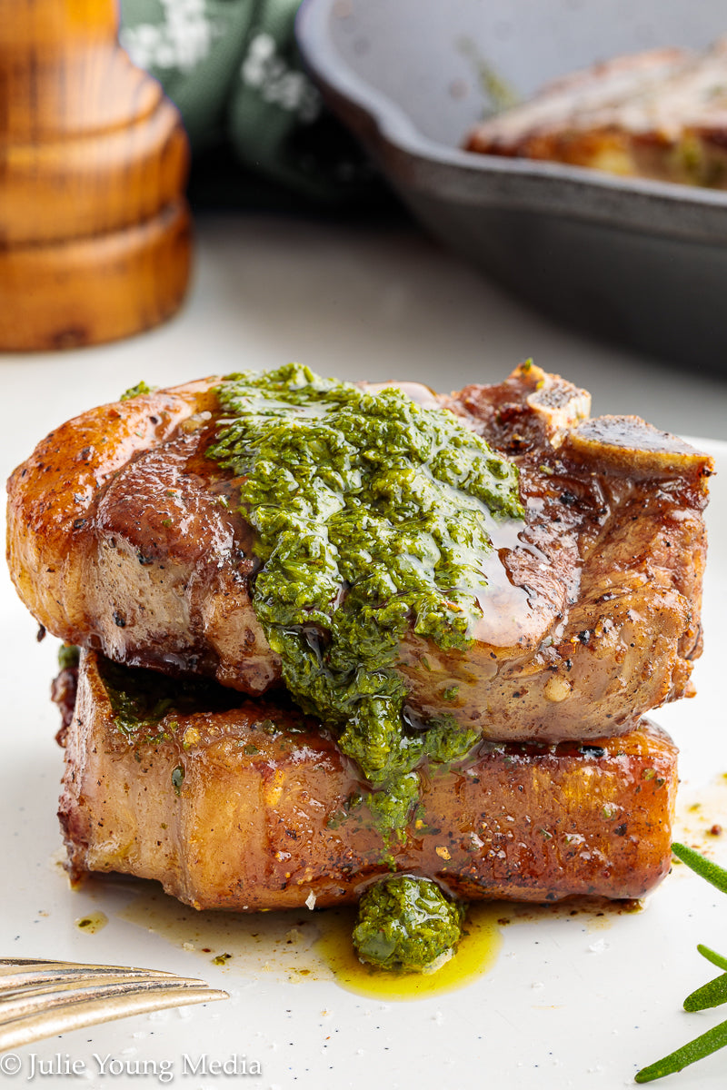 Lamb Loin Chops with Rosemary Garlic Chimichurri