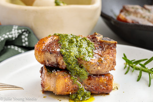 Lamb Loin Chops with Rosemary Garlic Chimichurri