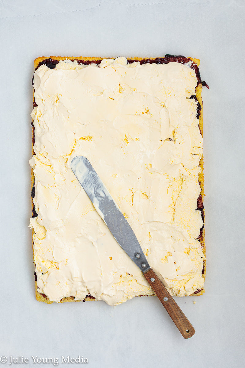 Lemon Blackberry Ice Cream Jelly Roll Cake
