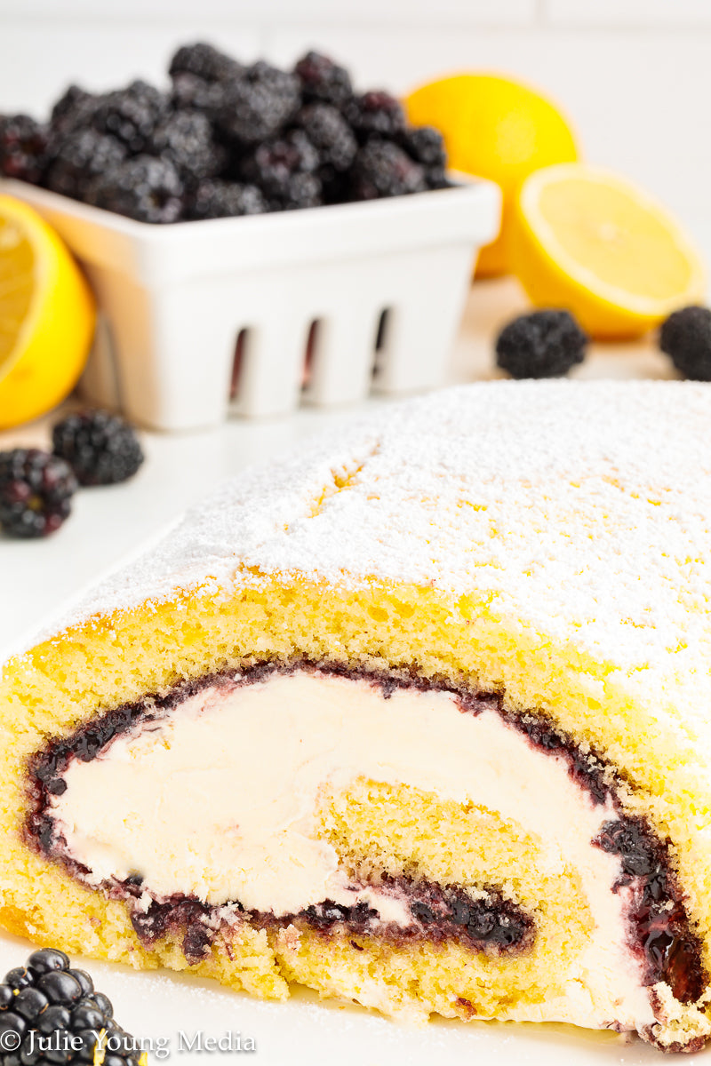 Lemon Blackberry Ice Cream Jelly Roll Cake