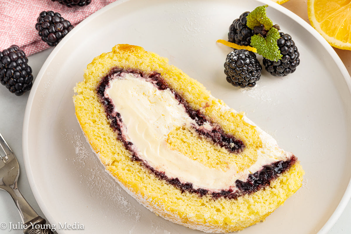Lemon Blackberry Ice Cream Jelly Roll Cake