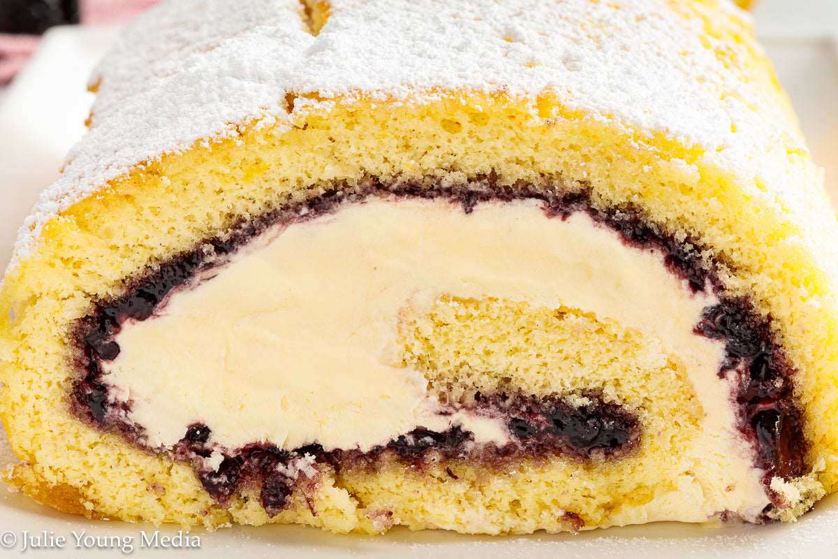 Lemon Blackberry Ice Cream Jelly Roll Cake