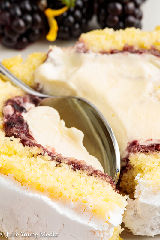 Lemon Blackberry Ice Cream Jelly Roll Cake