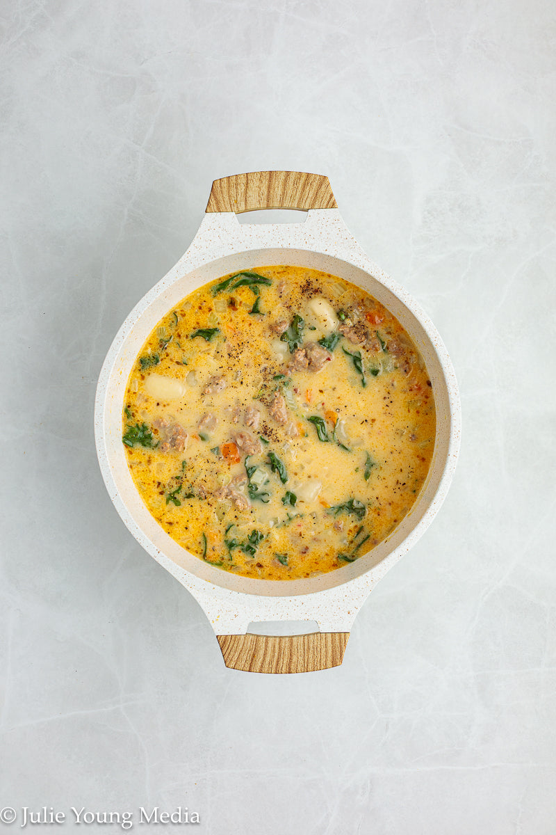 One Pot Creamy Sausage and Gnocchi Soup