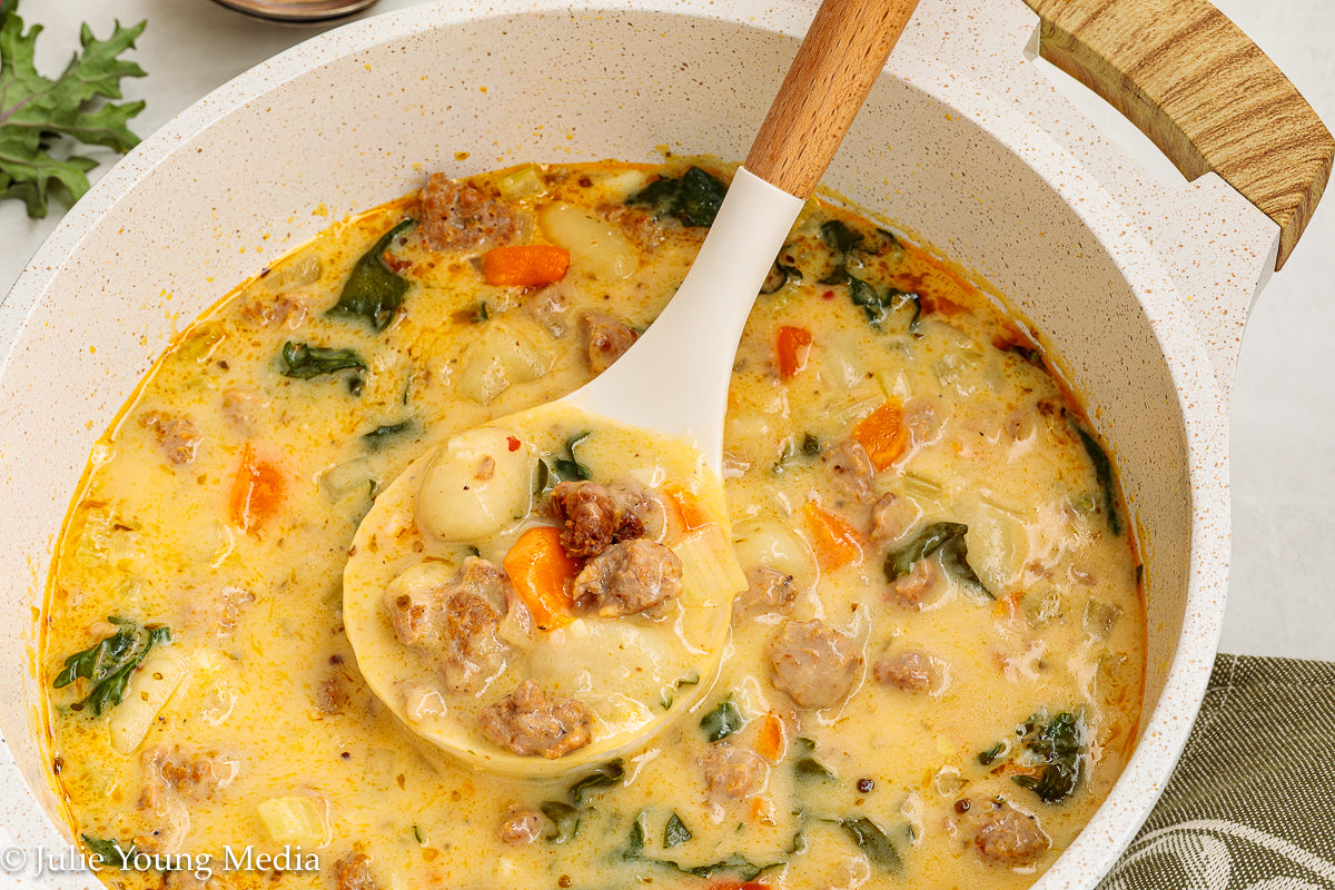 One Pot Creamy Sausage and Gnocchi Soup