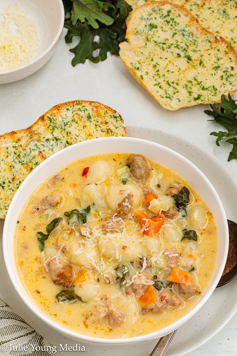 One Pot Creamy Sausage and Gnocchi Soup