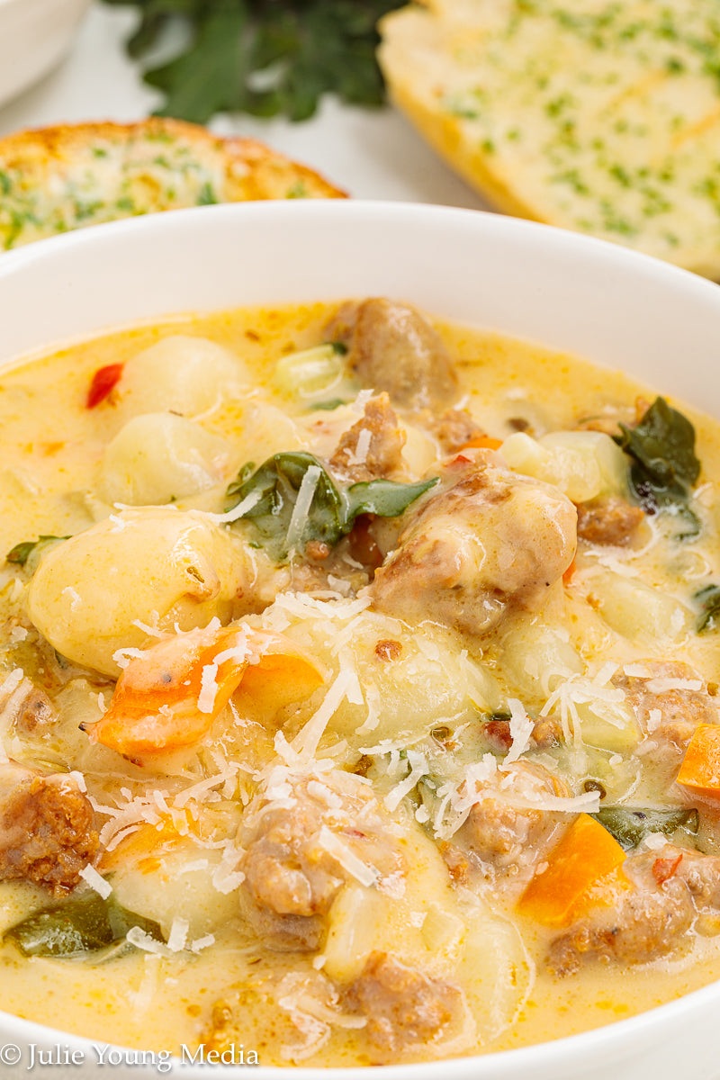 One Pot Creamy Sausage and Gnocchi Soup