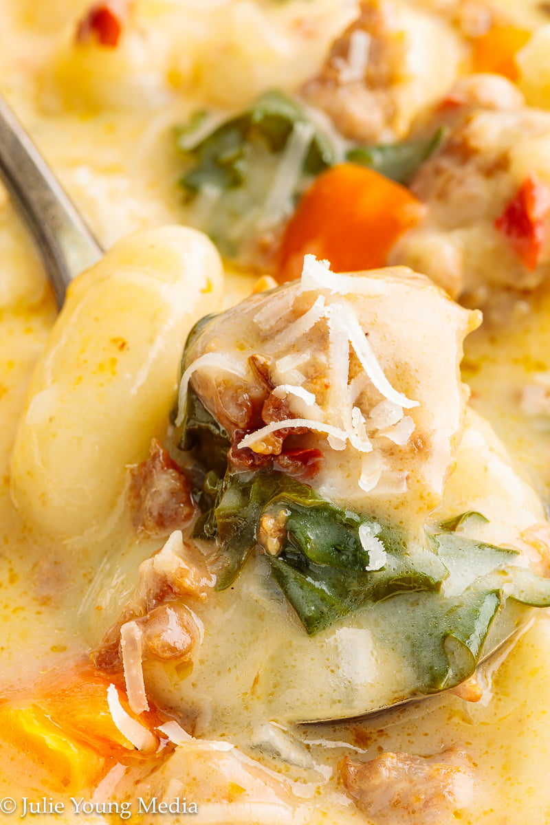 One Pot Creamy Sausage and Gnocchi Soup