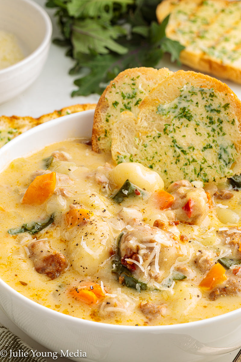 One Pot Creamy Sausage and Gnocchi Soup