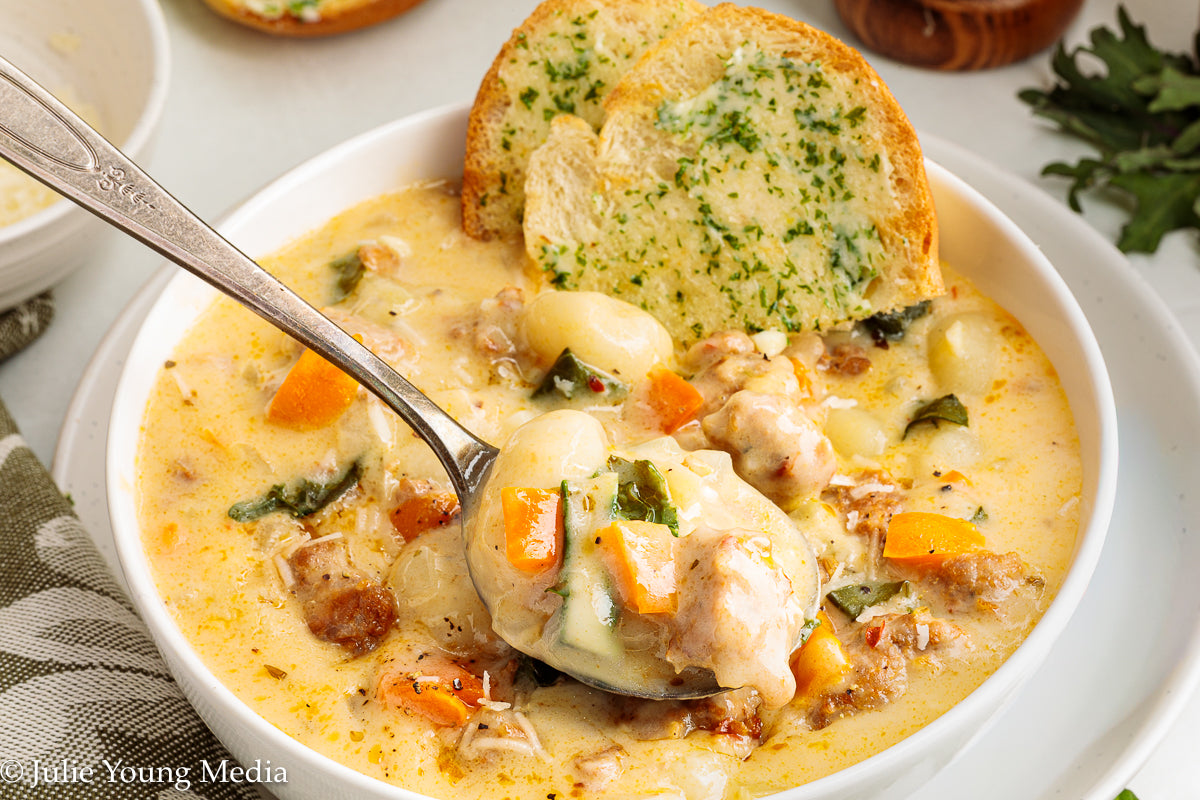 One Pot Creamy Sausage and Gnocchi Soup