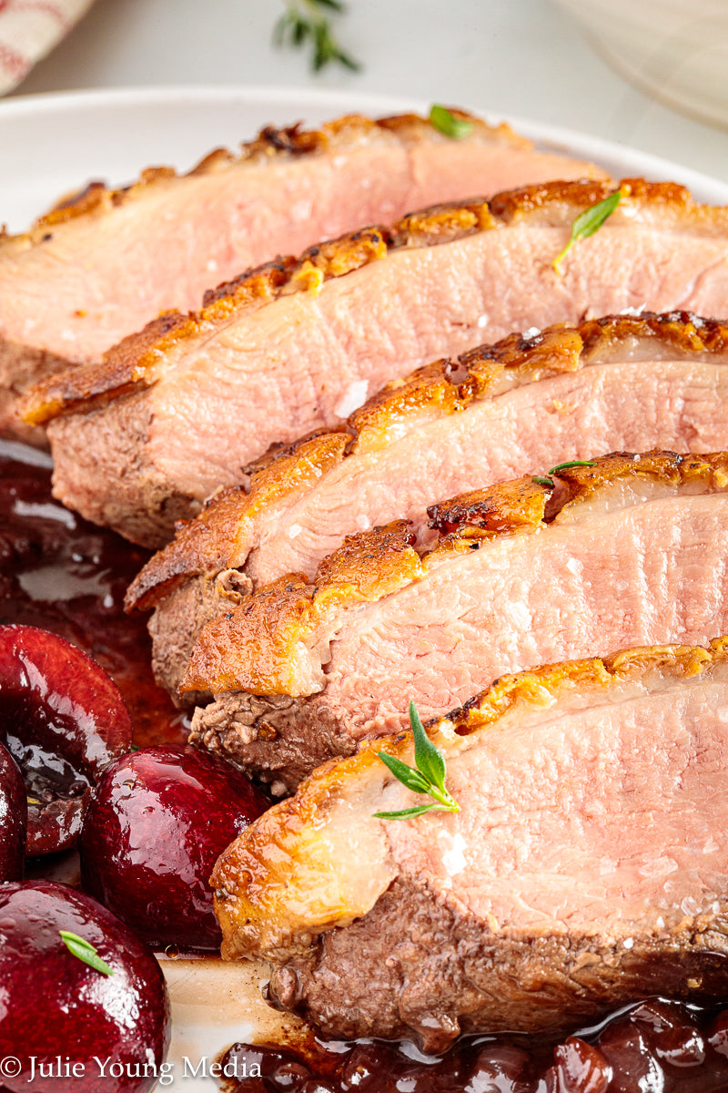 Pan Seared Duck Breast with Fresh Cherries