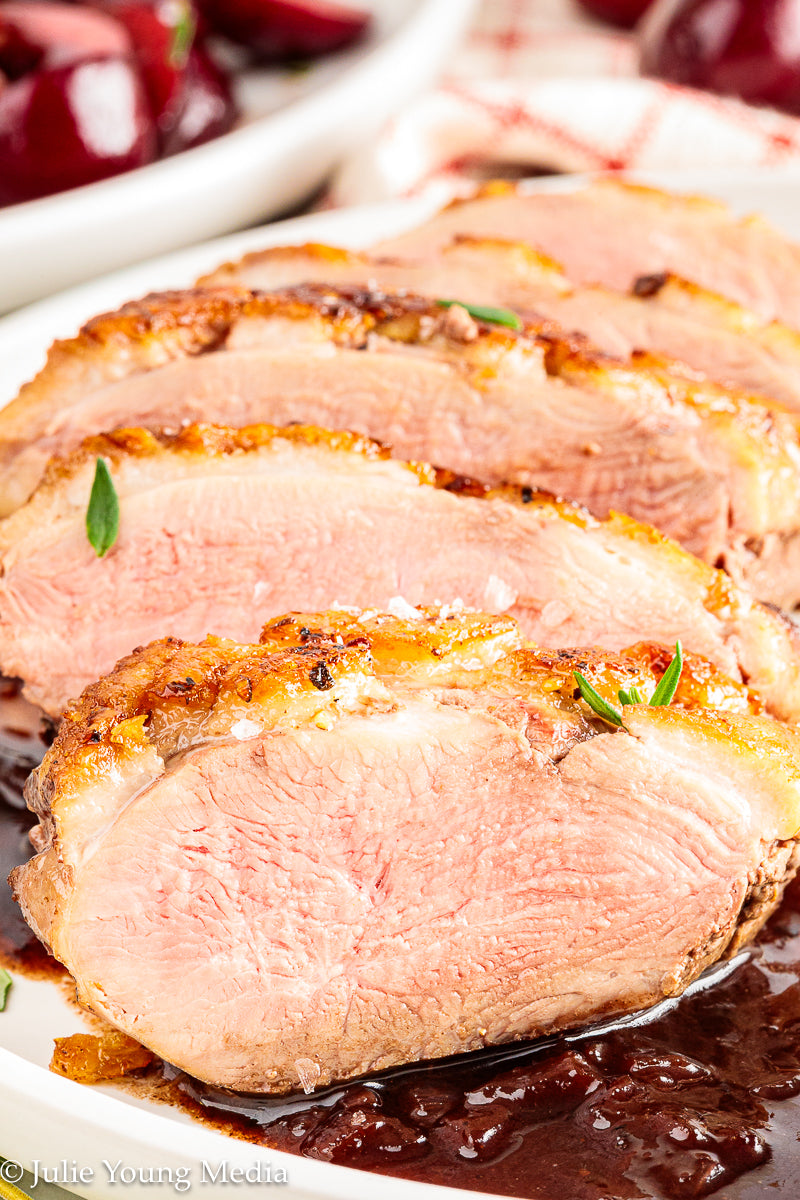 Pan Seared Duck Breast with Fresh Cherries