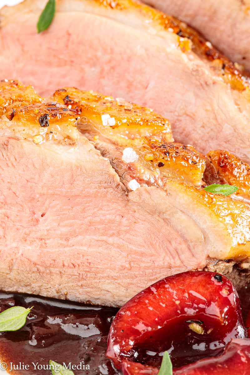 Pan Seared Duck Breast with Fresh Cherries