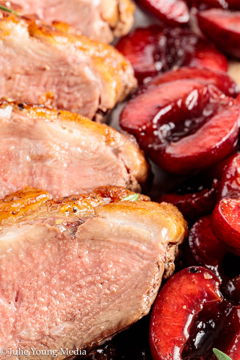 Pan Seared Duck Breast with Fresh Cherries