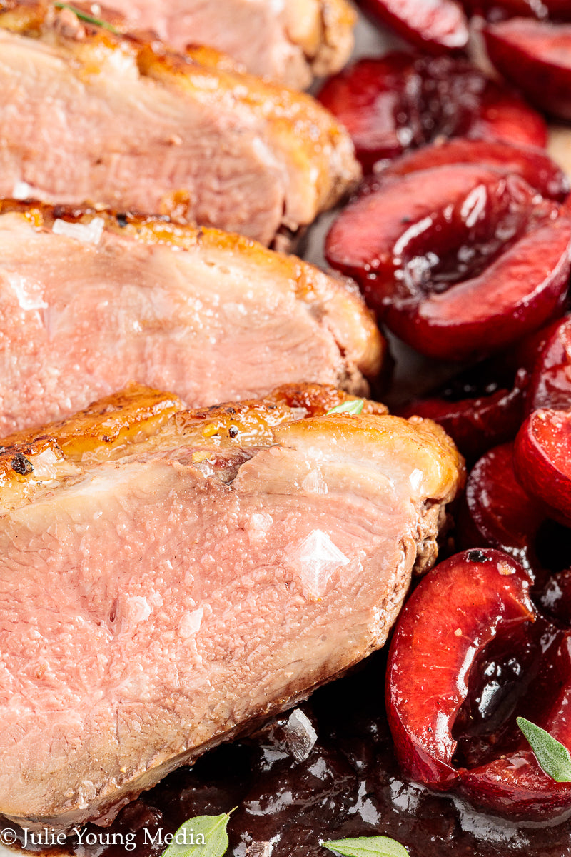 Pan Seared Duck Breast with Fresh Cherries