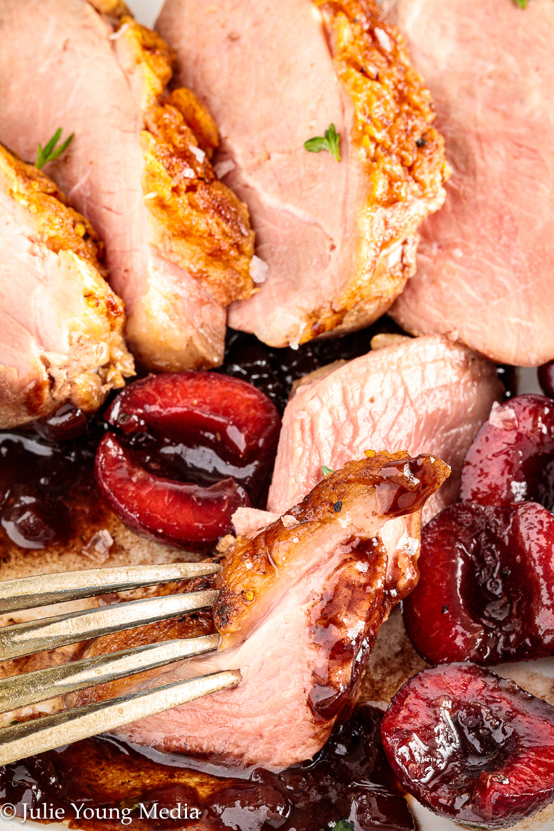 Pan Seared Duck Breast with Fresh Cherries